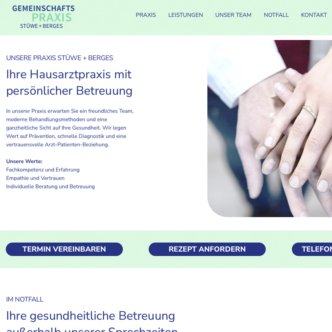 gemeinschaftspraxis stüwe + berges visitenkarten